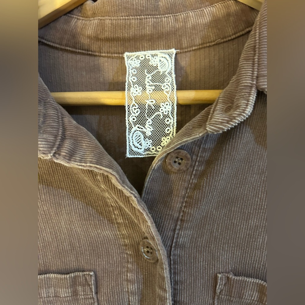Sadie & Sage Washed Brown Out Corduroy Button-Front Romper Size M # 1036 - Picture 4 of 6